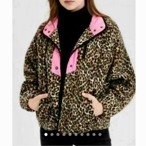 American Eagle Leopard Fleece Jacket